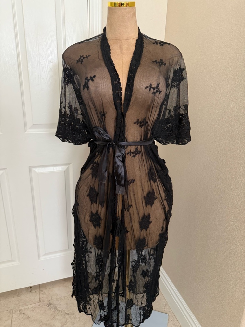 Black Crochet Fringe Beach Cover-Up